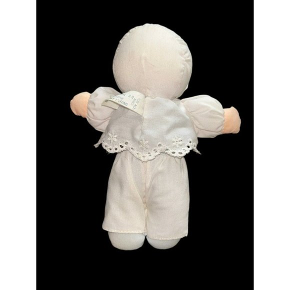 Vintage Eden 7” Plush Boy Baby Rattle Blue & White Good Condition rare - Picture 2 of 2